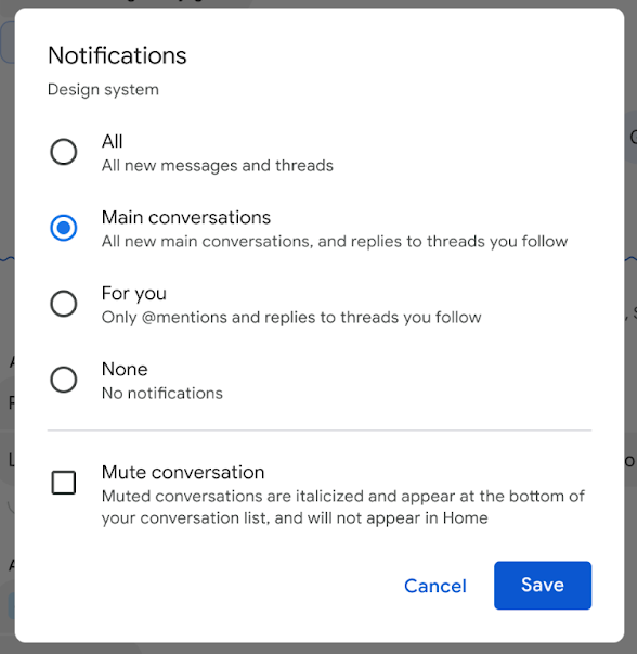 Get notifications for all messages in a Google Chat