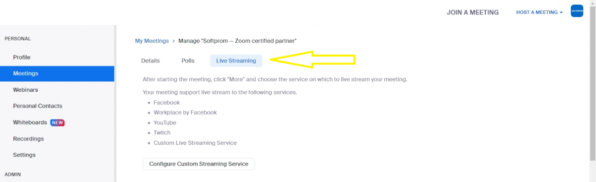 Softprom: Live-Stream mit Zoom Meetings