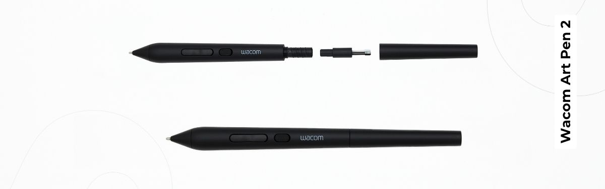 Wacom Art Pen 2 disassembled showing the built-in nib holder and spare tips