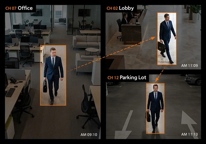 Hanwha Vision AI Similarity Search tracking in Milestone XProtect archive