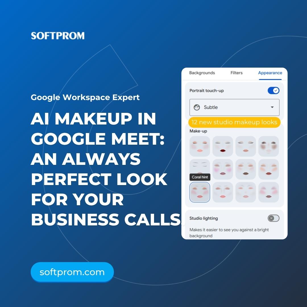 Google Meet settings menu showing the new AI Filters section and virtual makeup feature